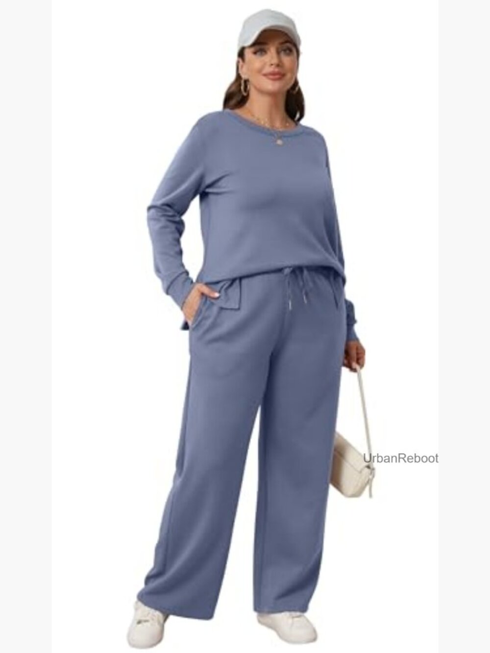 Women's 2 Piece Lounge Set Sweatshirt Wide Leg Tracksuit Casual Travel Outfits - Picture 5 of 7